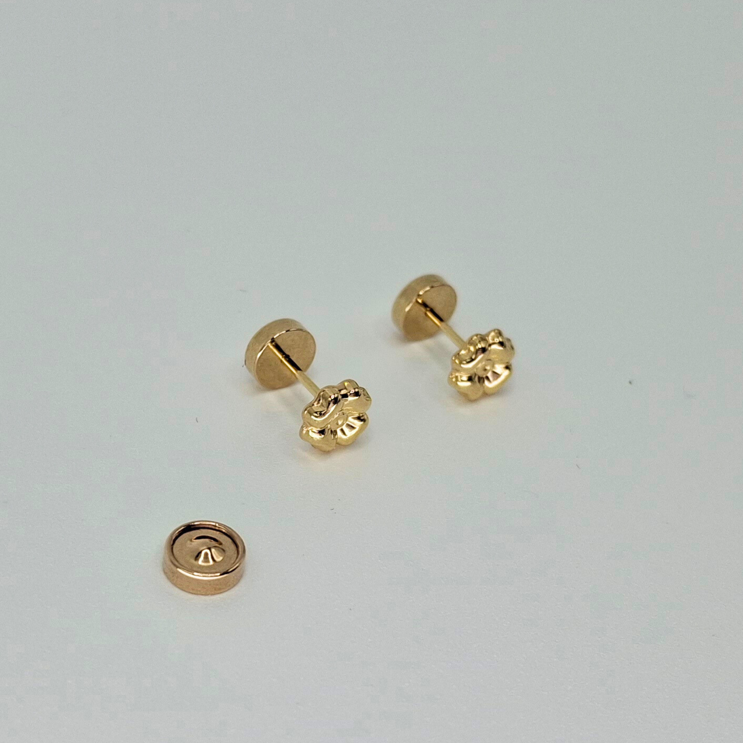 Aros abridores para bebé y niña, modelo trébol oro 18k