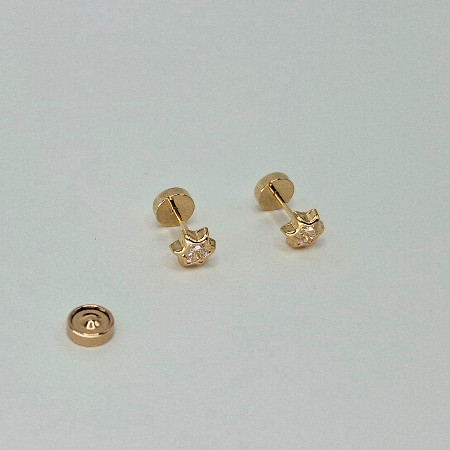Aros abridores para bebé y niña, modelo estrella, oro 18k