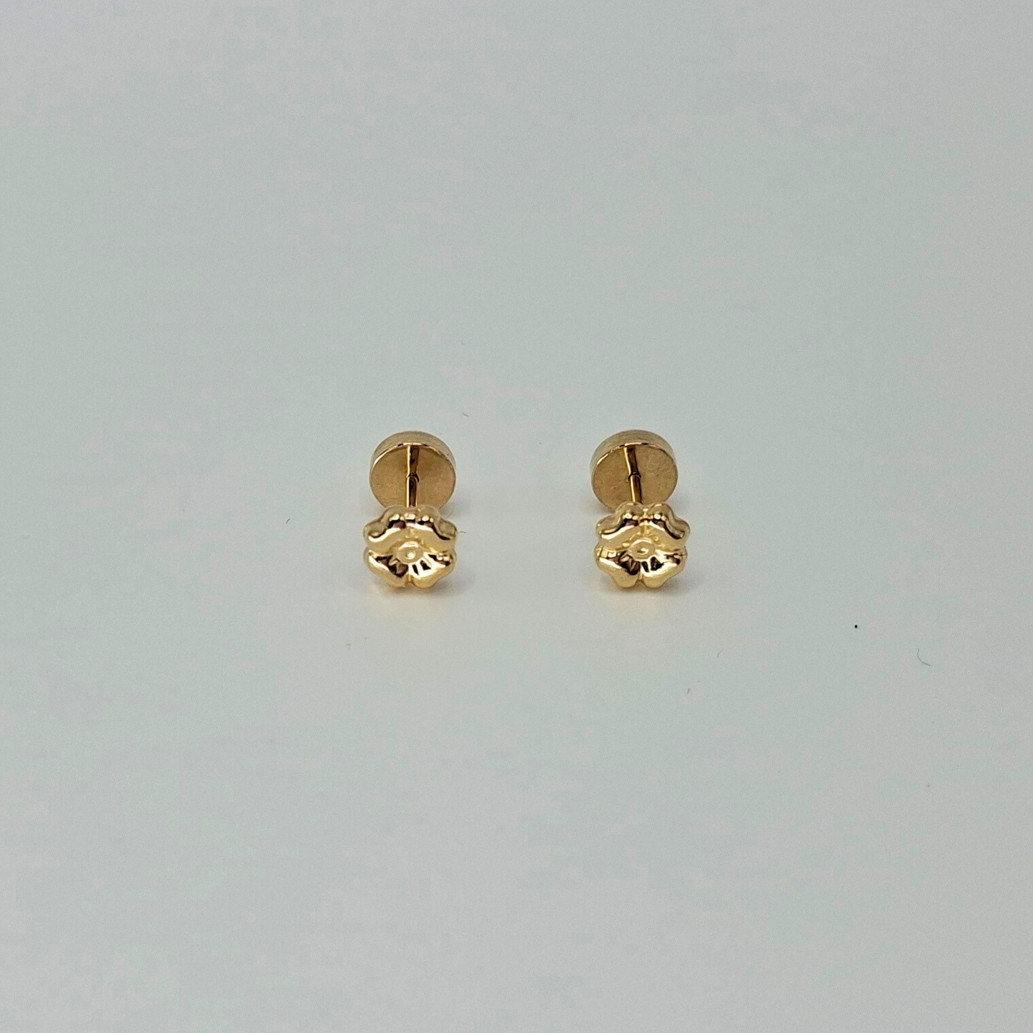 Aros abridores para bebé y niña, modelo trébol oro 18k