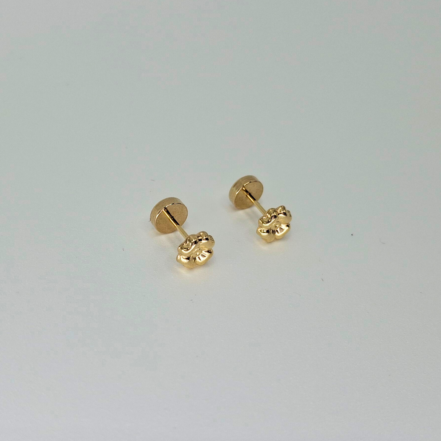 Aros abridores para bebé y niña, modelo trébol oro 18k