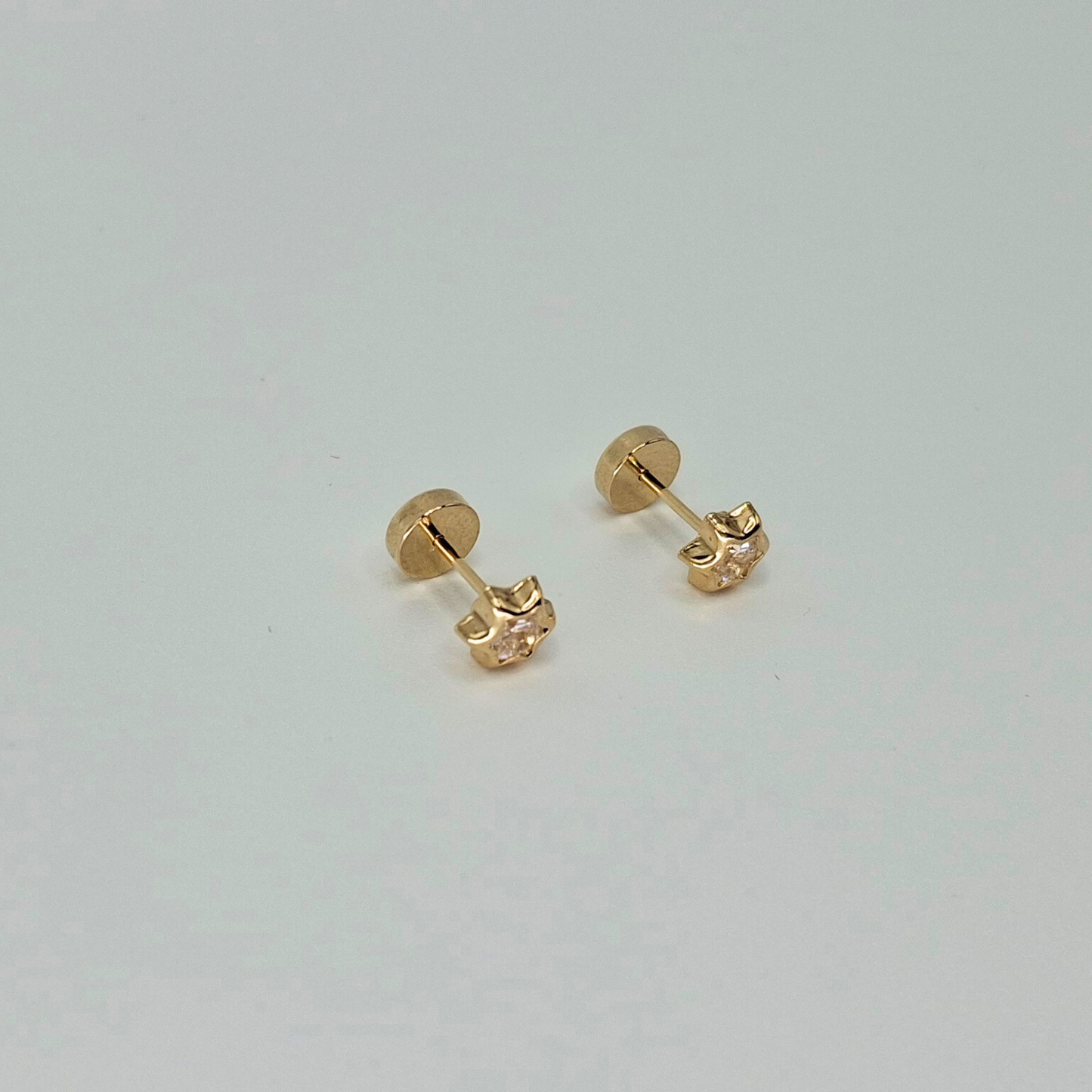 Aros abridores para bebé y niña, modelo estrella, oro 18k