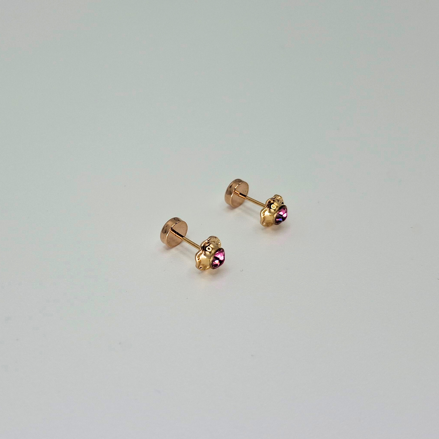 Aros abridores para bebé y niña de oro laminado 20k modelo piedra de circón