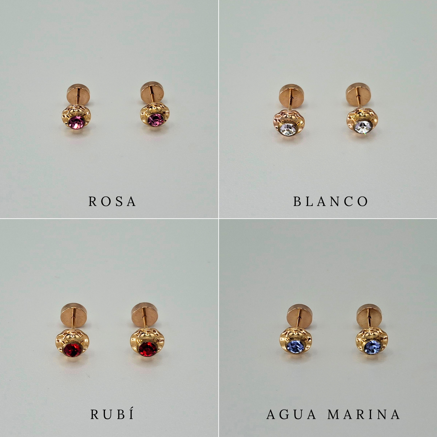 Aros abridores para bebé y niña de oro laminado 20k modelo piedra de circón