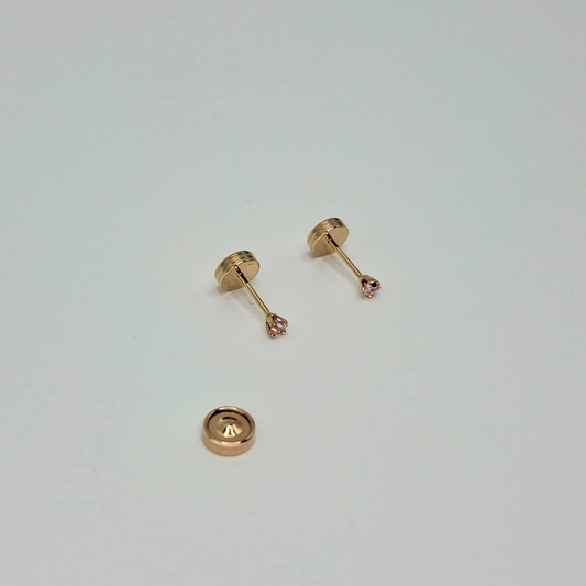 Aros abridores para bebé y niña, modelo grifa P rosa, oro 18k