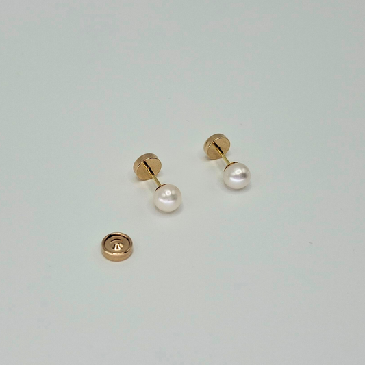 Aros abridores para bebé y niña de oro 18k y Perla cultivada