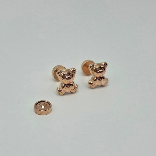 Aros abridores para bebé  y niña de oro laminado de 20k modelo oso