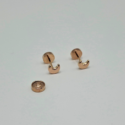 Aros abridores para bebé  y niña de oro laminado 20k modelo luna