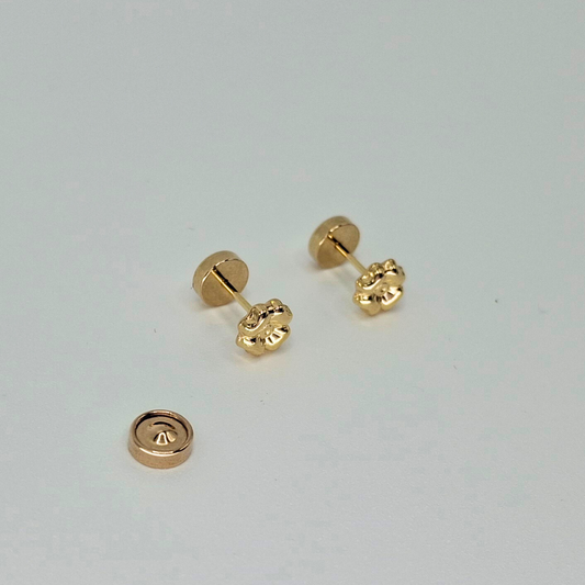 Aros abridores para bebé y niña, modelo trébol oro 18k