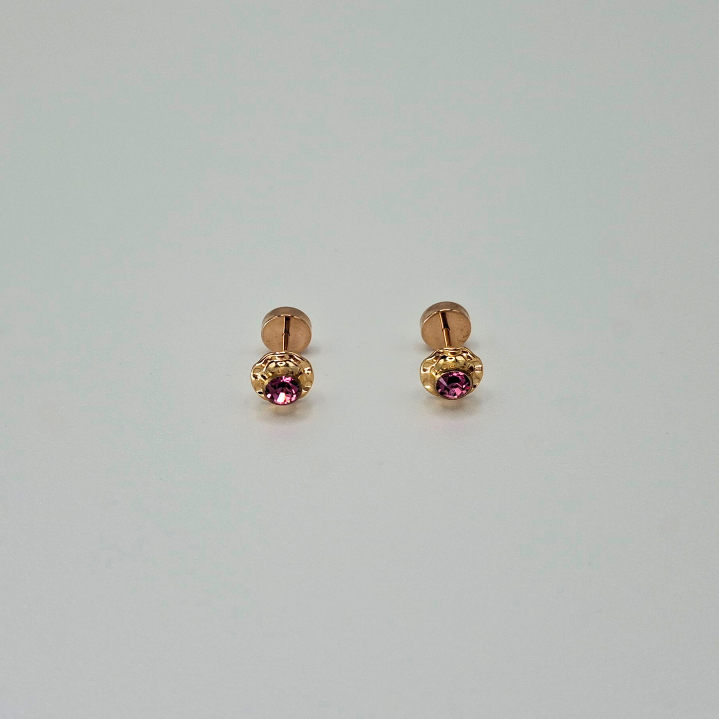 Aros abridores para bebé y niña de oro laminado 20k modelo piedra de circón