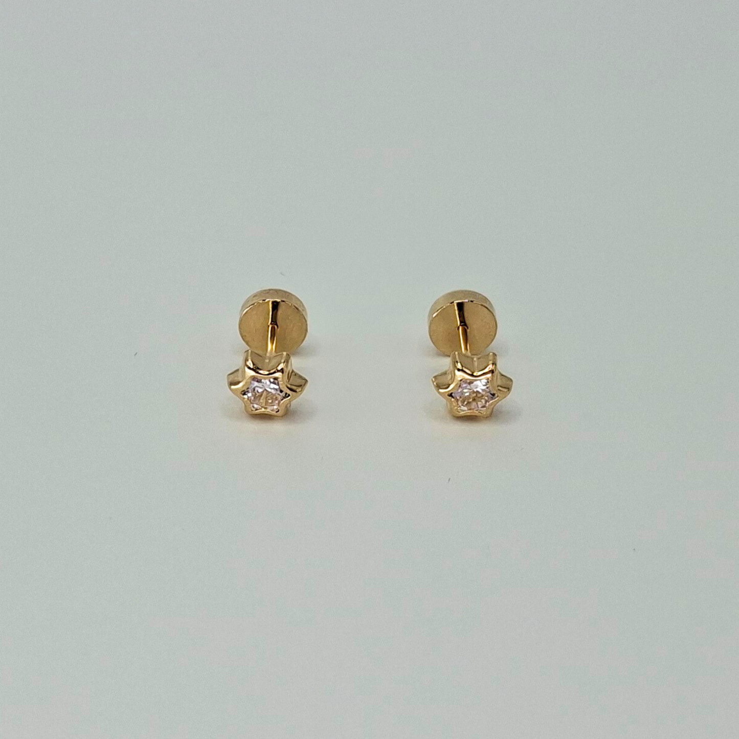 Aros abridores para bebé y niña, modelo estrella, oro 18k
